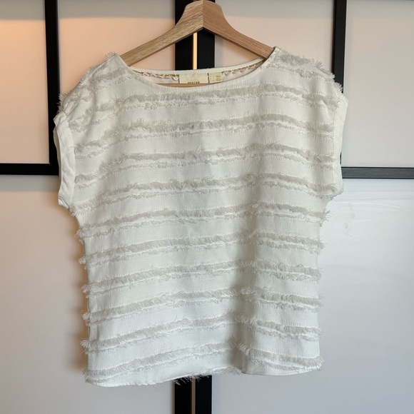 MAEVE Anthropologie Fringe ivory top. Size 0 - Picture 5 of 15